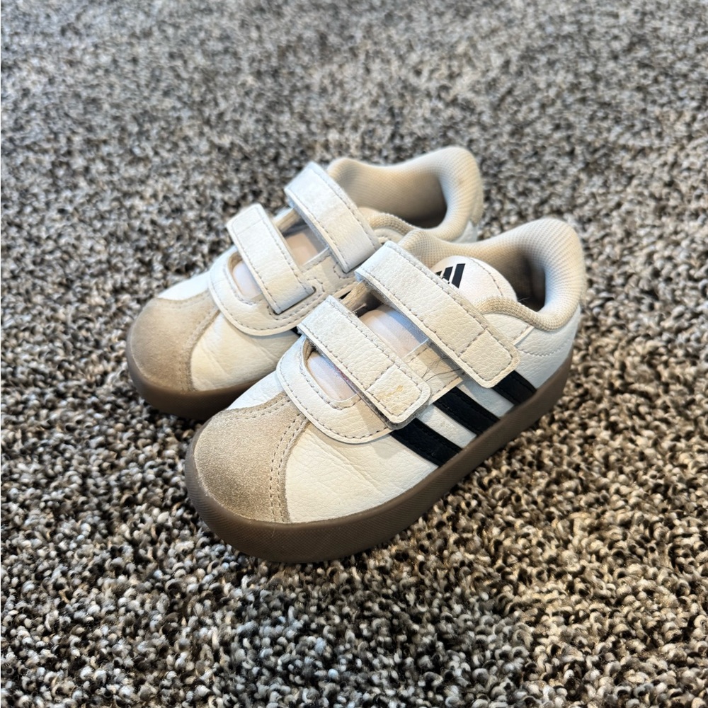 Adidas Kids' Cream and Black Velcro Sneakers